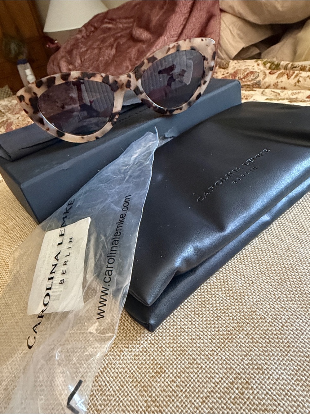 CAROLINA LEMKE BERLIN NWT Women's Tortoise Cat eye Sunglasses! Stunning!